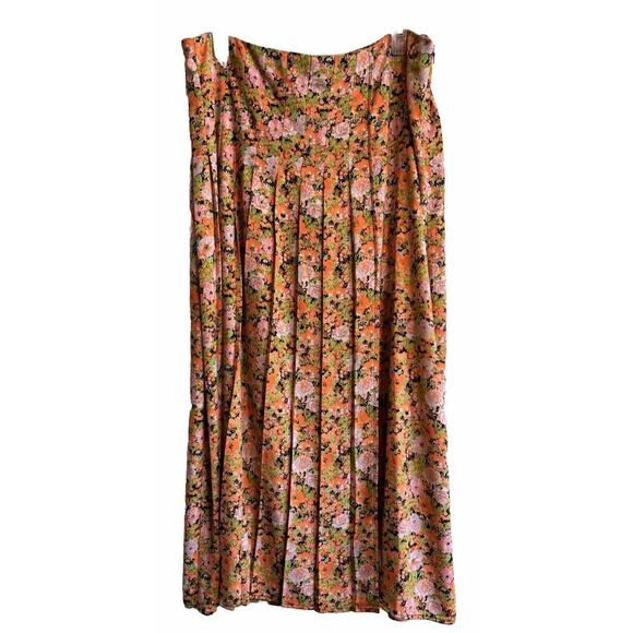 NWOT Open Edit Womens Sz XL Pleated Midi Skirt Floral Print Cottagecore Retro - Picture 1 of 8